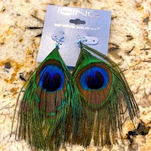 Peacock earrings, never worn!